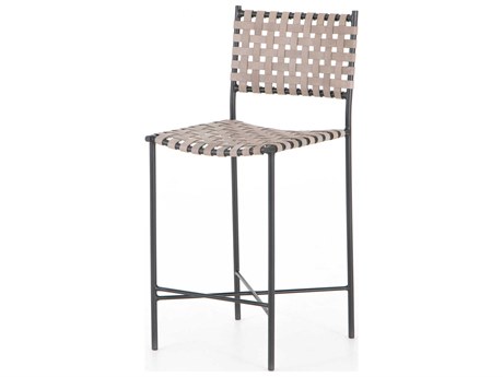 Four Hands Sevilla Garza Leather Gunmetal Smoke Grey Counter Stool