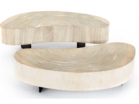 Four Hands Wesson Avett Wood Gunmetal Bleached Guanacaste Oyster Coffee Table