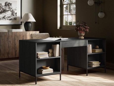 Luxecor Globetrotter Trey Black Poplar Wood Executive Desk
