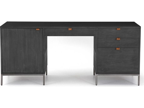 Four Hands Fulton Trey Black Poplar Wood Executive Desk
