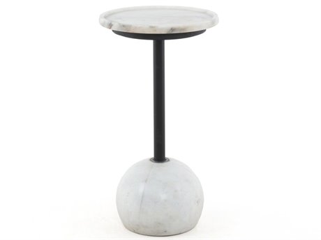 Four Hands Rockwell Viola Polished White Marble Accent Table