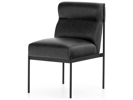 Four Hands Kensington Klein Leather Black Upholstered Side Dining Chair