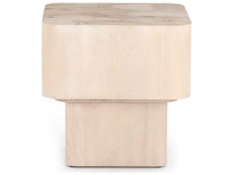 Four Hands Wesson Blanco Square Wood White Mahogany Bleached Burl End Table