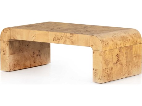 Four Hands Belfast Jenson Rectangular Wood Natural Poplar Burl Veneer Coffee Table