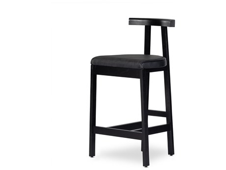 Four Hands Sevilla Tex Black Leather  Bar Stool