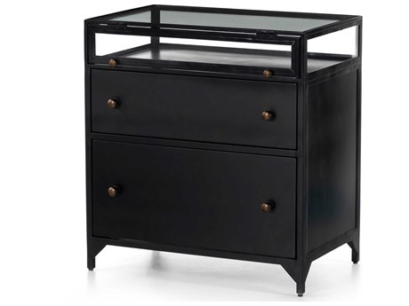 Four Hands Belmont Shadow Box 2-Drawers Black Nightstand