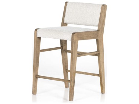 Four Hands Irondale Charon Upholstered Solid Wood Knoll Natural Weathered Drift Counter Stool