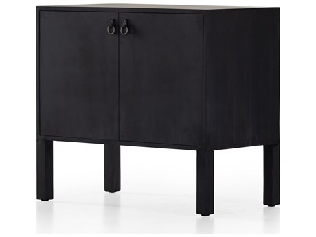 Four Hands Fulton Isador Black Wash Poplar  Wood Bar Cabinet