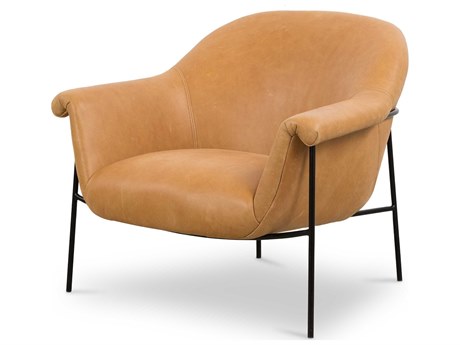 Four Hands Farrow Suerte Brown Leather Accent Chair