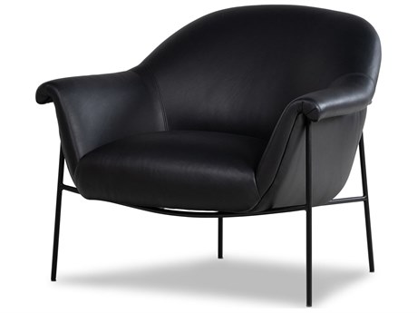 Four Hands Farrow Suerte Carson Black Leather Accent Chair