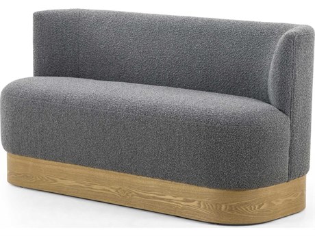 Luxecor Globetrotter Toasted Ash Veneer Knoll Charcoal Gray Upholstered Accent Bench