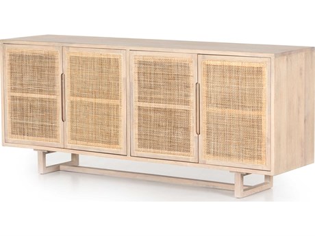 Luxecor Globetrotter Clarita 72" Mango Wood White Wash Natural Cane Sideboard