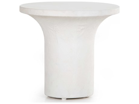 Four Hands Constantine Parra Round Plaster Molded Concrete White End Table