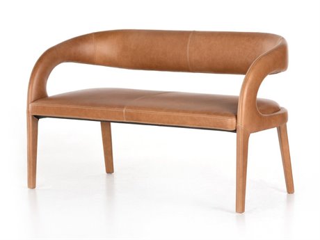Four Hands Townsend Sonoma Butterscotch Brown Leather Accent Bench