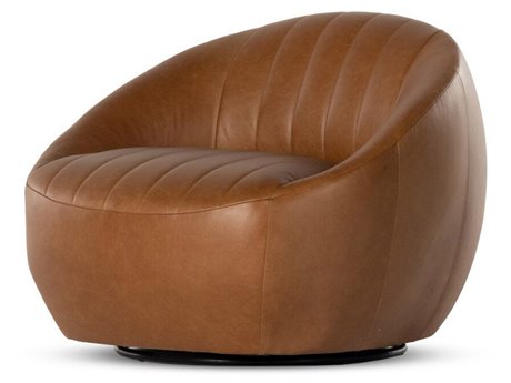 Four Hands Belfast Audie Heirloom Sienna Leather Swivel Chair
