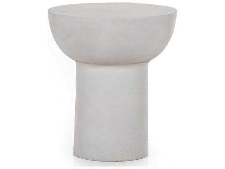 Four Hands Marlow Searcy Round Metal Textured Matte White End Table