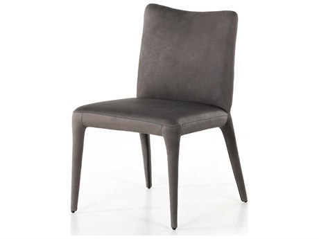 Four Hands Carnegie Monza Leather Gray Upholstered Side Dining Chair