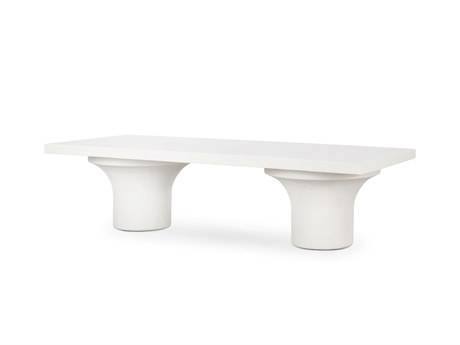 Four Hands Constantine Parra Rectangular Plaster Molded Concrete White Coffee Table