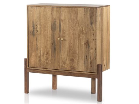 Four Hands Merritt Brown Acacia Wood Bar Cabinet