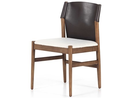 Four Hands Allston Lulu Leather Ash Wood Brown Upholstered Side Dining Chair