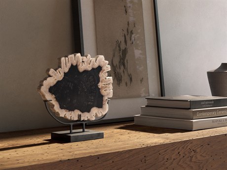 Four Hands Palu  Petrified Wood Matte Black Iron  Sculpture