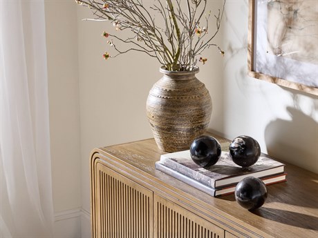 Four Hands Palu  Dark Petrified Wood  Balls, Set Of 3
