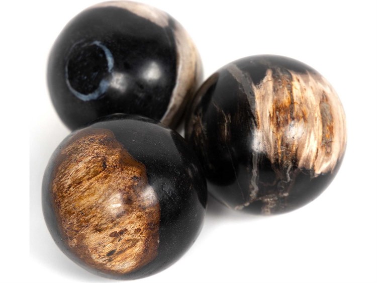 Four Hands Palu Dark Petrified Wood Balls, Set Of 3 FS227718001