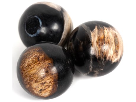 Four Hands Palu  Dark Petrified Wood  Balls, Set Of 3