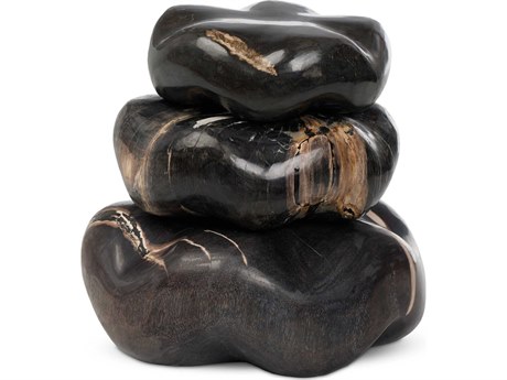 Four Hands Palu  Dark Petrified Wood  Organic Sculpture, Set Of 3