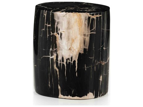 Four Hands Palu Kos Round Dark Petrified Wood End Table