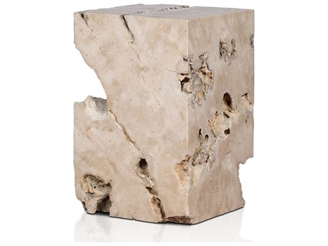 Four Hands Palu Faydon Square Stone Romano Fosse Travertine End Table