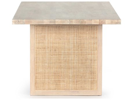 Four Hands Patten Clarita Rectangular Wood White Wash Mango Natural Cane Dining Table