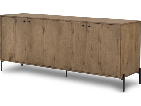 Four Hands Haiden 75" Oak Wood Amber Resin Dark Gunmetal Sideboard