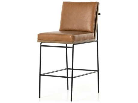 Four Hands Westgate Crete Sierra Butterscotch Leather Oak Wood Bar Stool