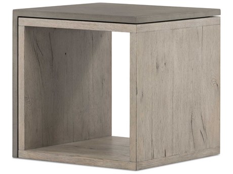 Four Hands Bina Faro Square Washed Natural Veneer Dark Grey Concrete End Table
