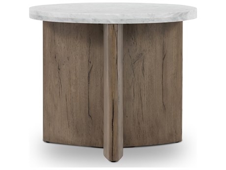Four Hands Bina Toli Italian White Marble End Table