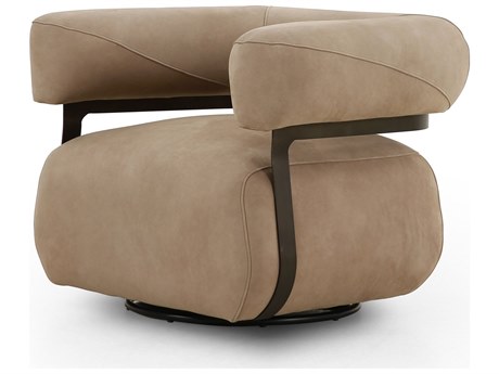 Four Hands Bina Gareth Nubuck Silver  Swivel Chair