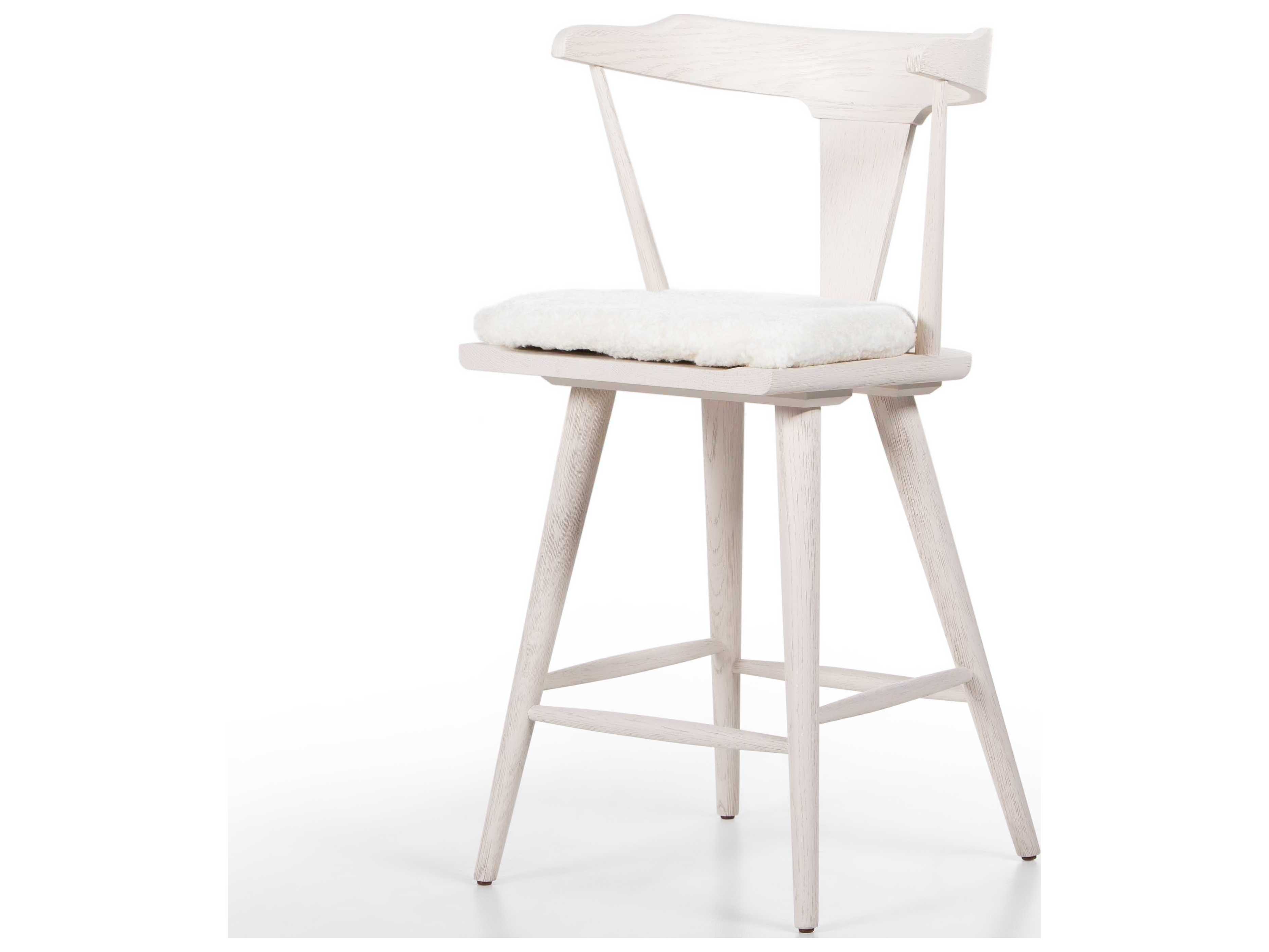 Four Hands Belfast Off White Oak / Cream Shorn Sheepskin Side Counter