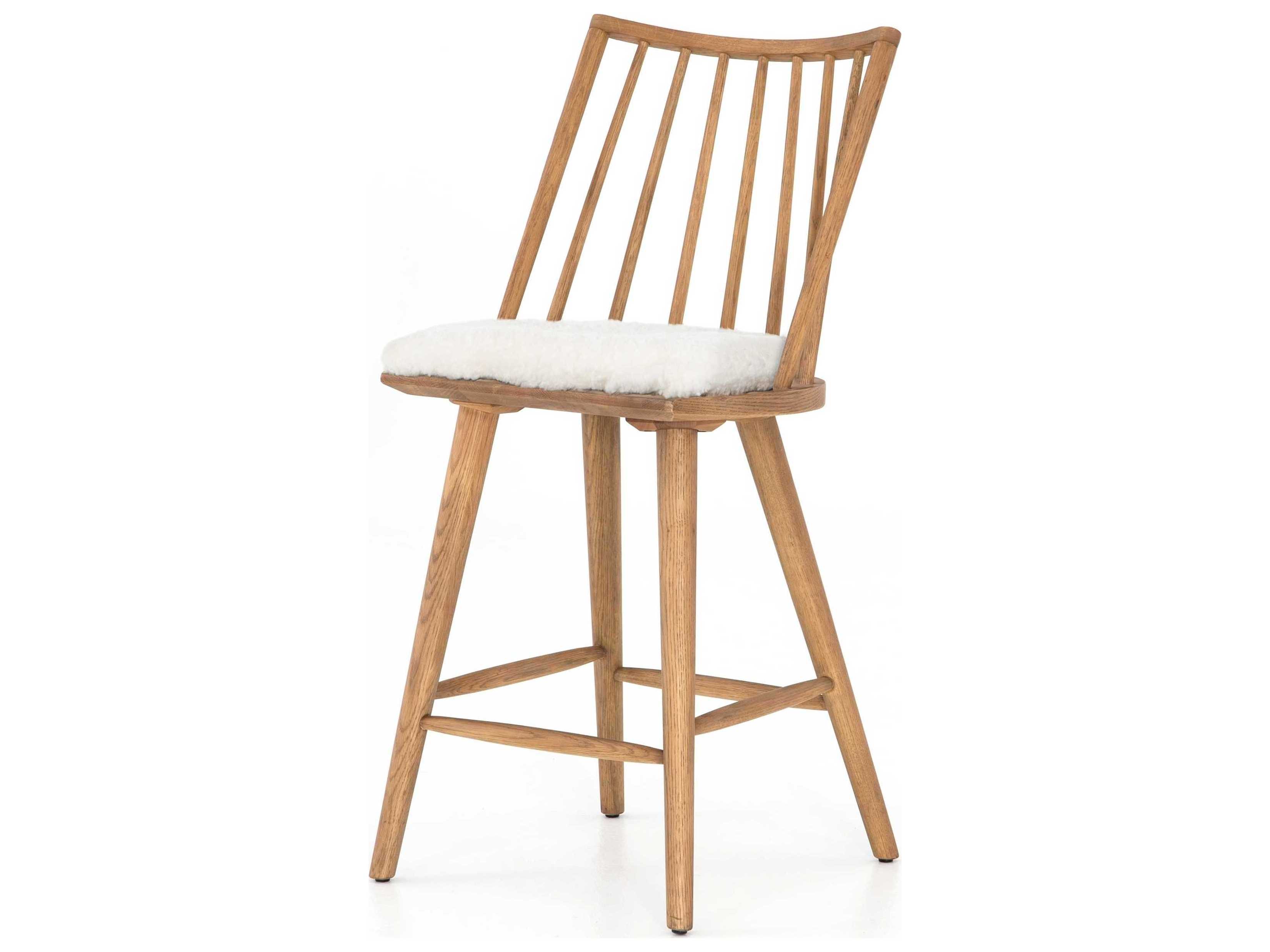 Four Hands Belfast Sandy Oak / Cream Shorn Sheepskin Side Counter