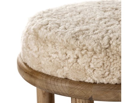 Four Hands Wells Saldino Beige Shearling Stool