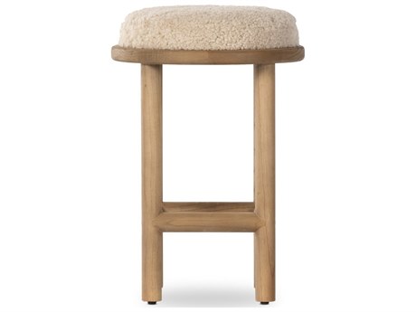 Four Hands Wells Saldino Beige Shearling Stool