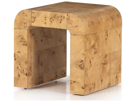 Four Hands Belfast Jenson Square Wood Natural Poplar Burl Veneer End Table