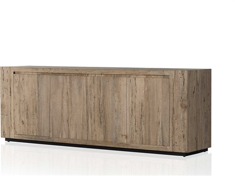 Four Hands Wesson Abaso 94" Oak Wood Black Mdf Rustic Wormwood Plywood Sideboard