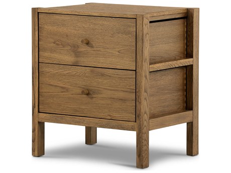 Four Hands Haiden Meadow 2-Drawers Brown Oak Wood Nightstand