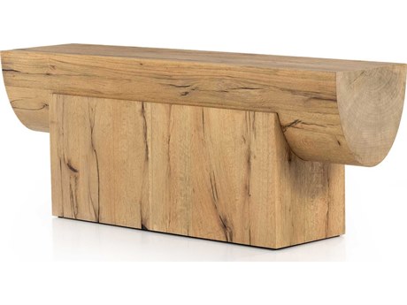 Four Hands Wesson Elbert Rectangular Wood Rustic Oak Veneer Natural Ash Console Table