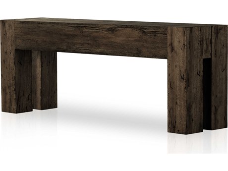 Four Hands Wesson Abaso Rectangular Ebony Rustic Wormwood Oak Console Table