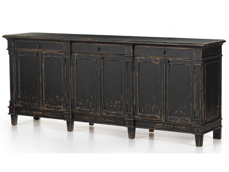 Four Hands Cordella Marjorie 96" Pine Wood Distressed Black Sideboard