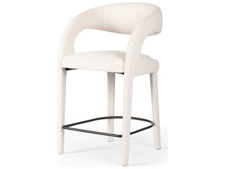 Four Hands Townsend Hawkins Upholstered Omari Natural Gunmetal Counter Stool