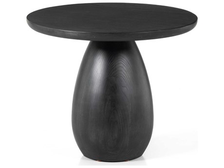 Four Hands Belfast Merla Round Wood Black Wash Ash End Table