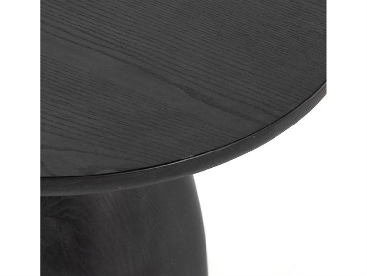 Four Hands Belfast Black Wash Ash 21'' Wide Round Pedestal Table